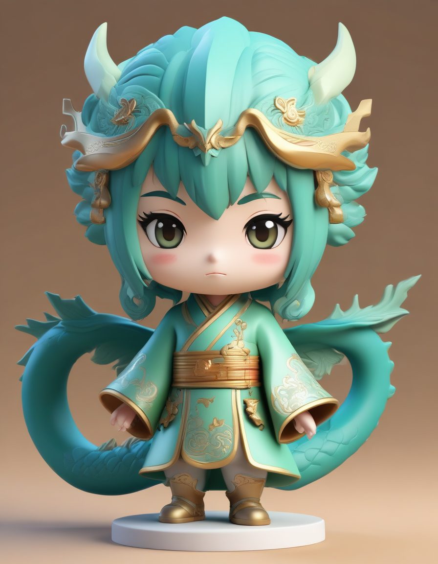🐲东方神话！超萌青龙Chibi手办，国风盲盒提示词分享！
