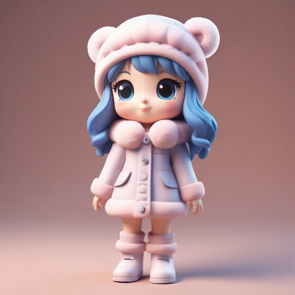 冬季叠穿指南：雪地靴与长袜Q版女孩的C4D渲染提示词