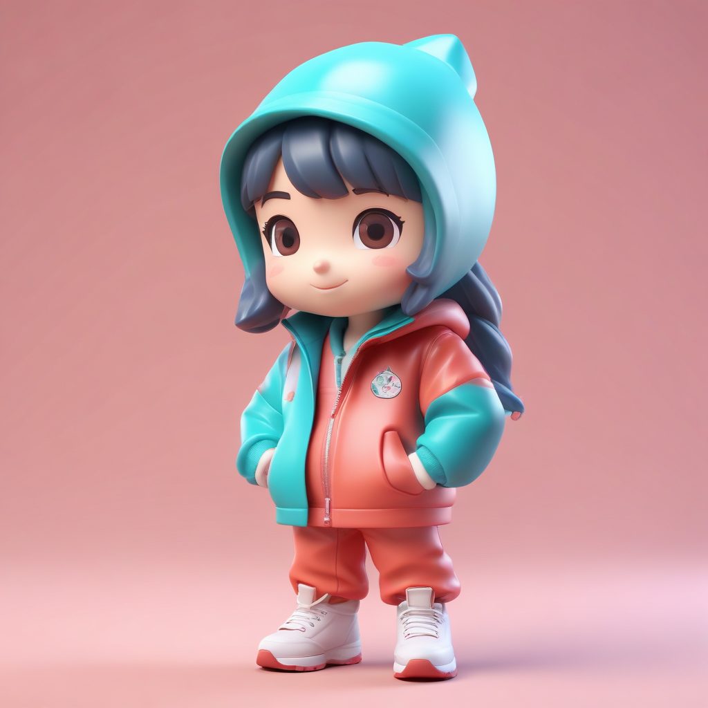 冬季复古运动风Q版：撞色冲锋衣C4D光追渲染