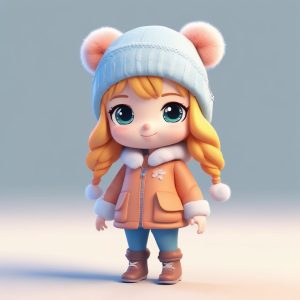 💖冬季限定！超萌Q版chibi女孩冬日穿搭，纯色背景3D渲染盲盒手办风头像生成🔥