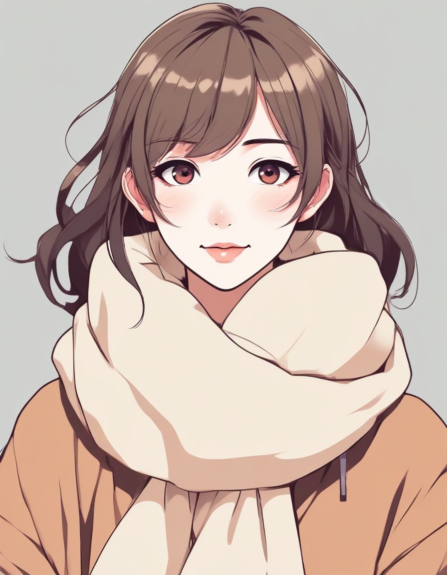 🧣冬季限定!戴围巾的可爱少女极简插画,暖色系治愈壁纸
