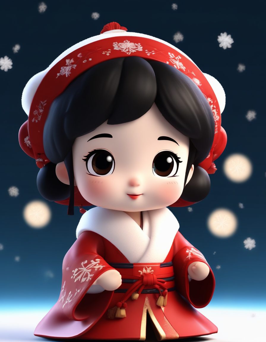 ❄️冬季限定！Q版汉服女孩捧雪球，雪花主题盲盒C4D！