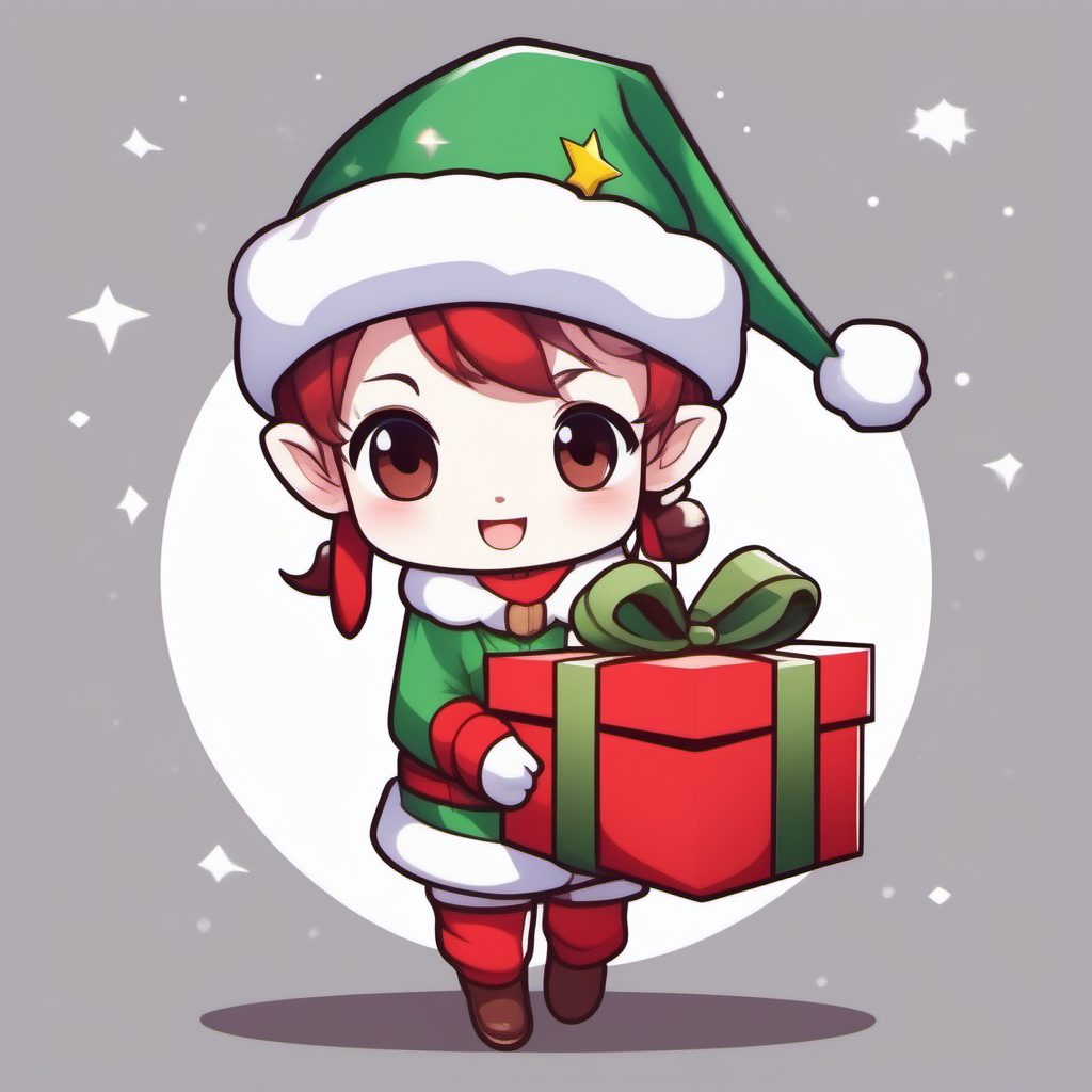 冬季限定！圣诞精灵Chibi：高细节8K渲染的专业AI绘画提示词组合