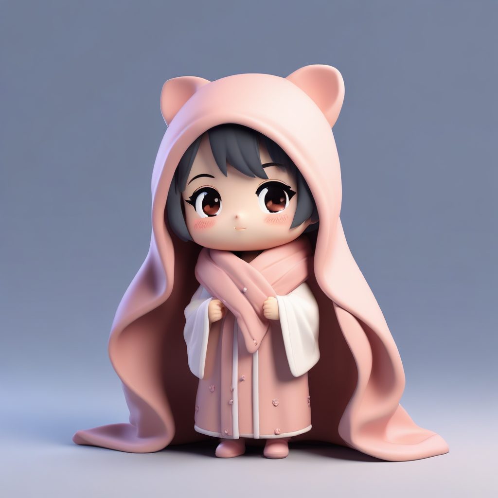 冬季真实表情：打喷嚏瞬间的Q版女孩动态C4D渲染