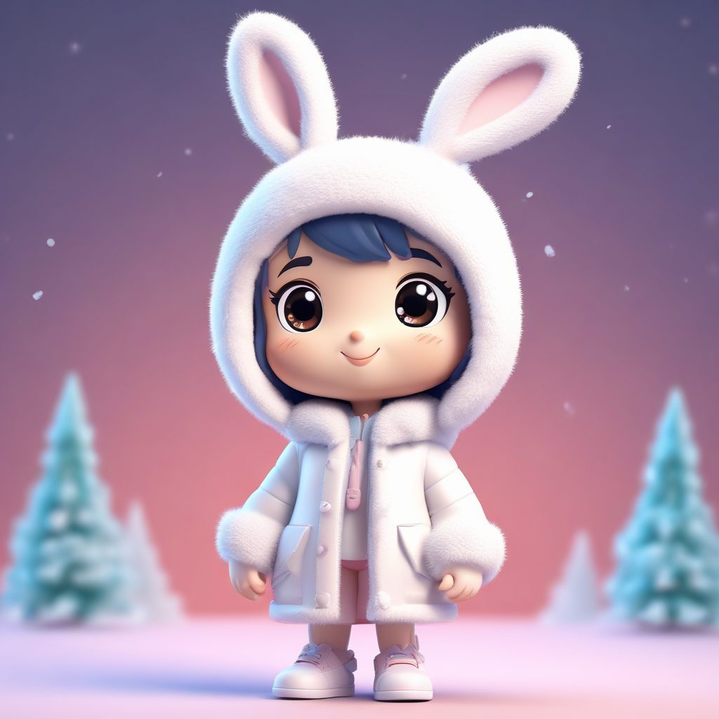 ❄️冬日氛围感！软糯雪兔Q版女孩，黏土材质超治愈头像