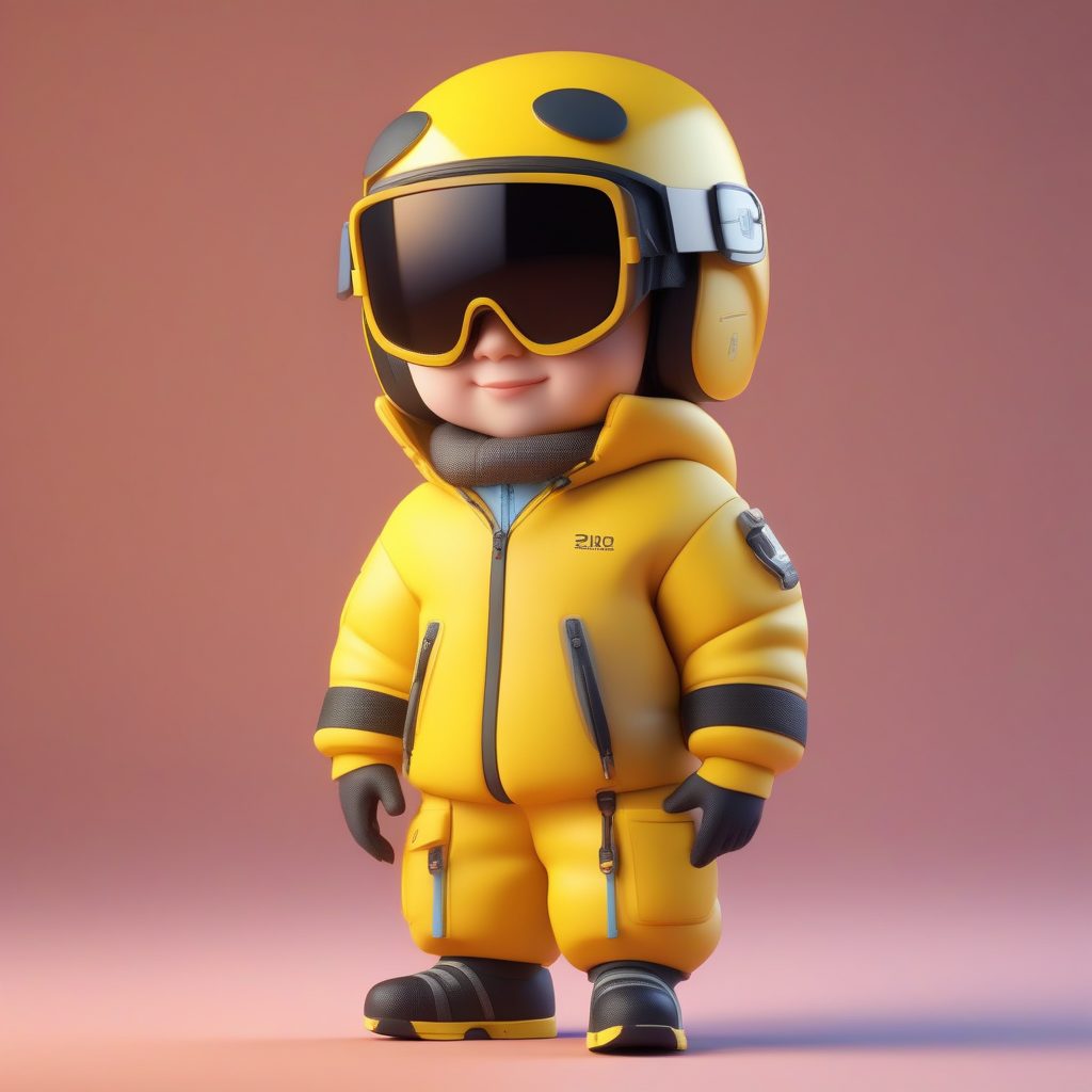 冬日滑雪时尚Q版:3D盲盒风雪服全身站立渲染图技巧