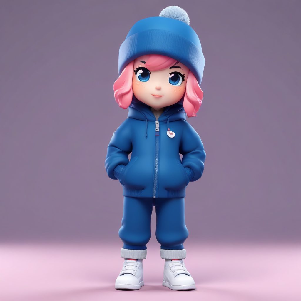 冬日街头风: 戴冷帽和工装裤的酷酷Q版提示词