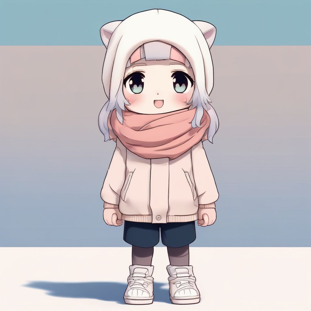 🧣冬日暖手宝Q版！雪地治愈一个可爱时尚Q版动漫人物，表情动作丰富，毛茸茸质感头像公式