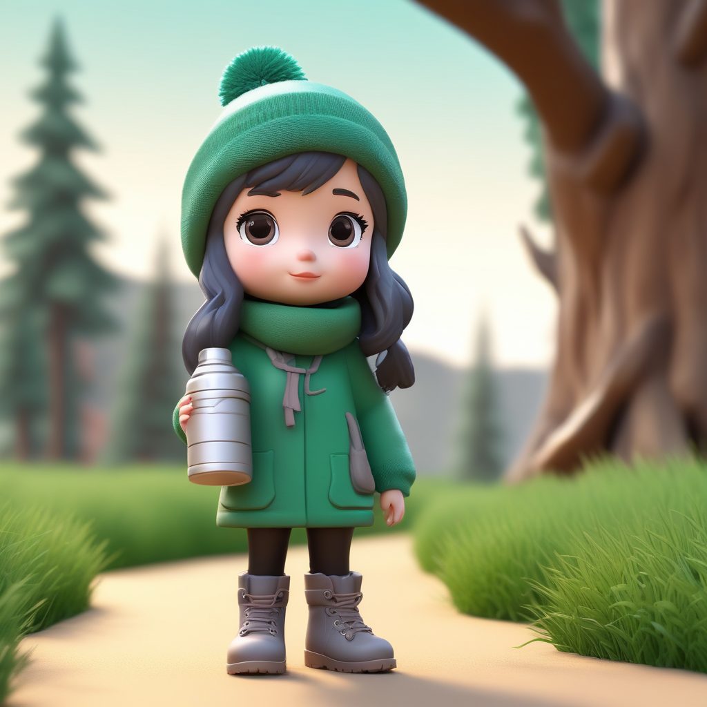 冬日探险家: Q版功能性服饰女孩的坚毅眼神(AI绘图)