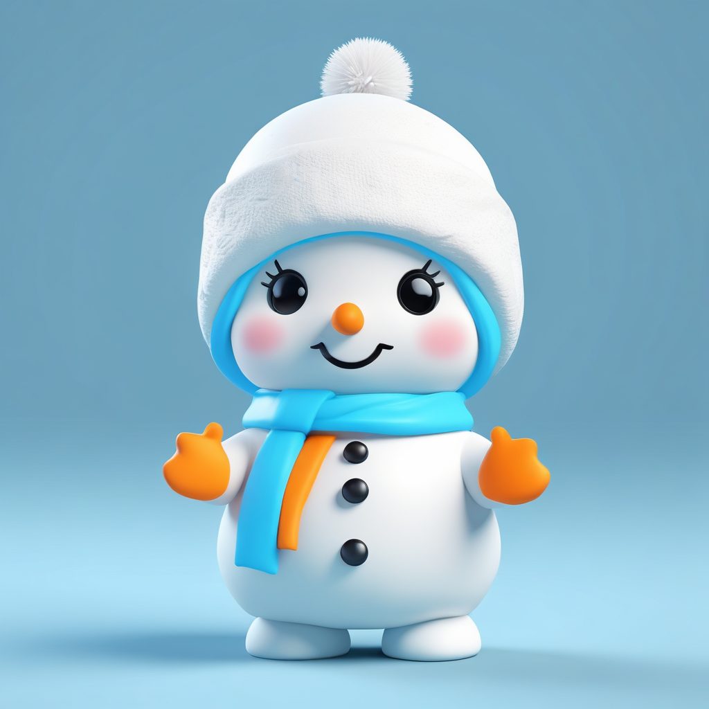 冬日雪人主题Q版少女:射线追踪渲染技巧,极简风高细节8K教程