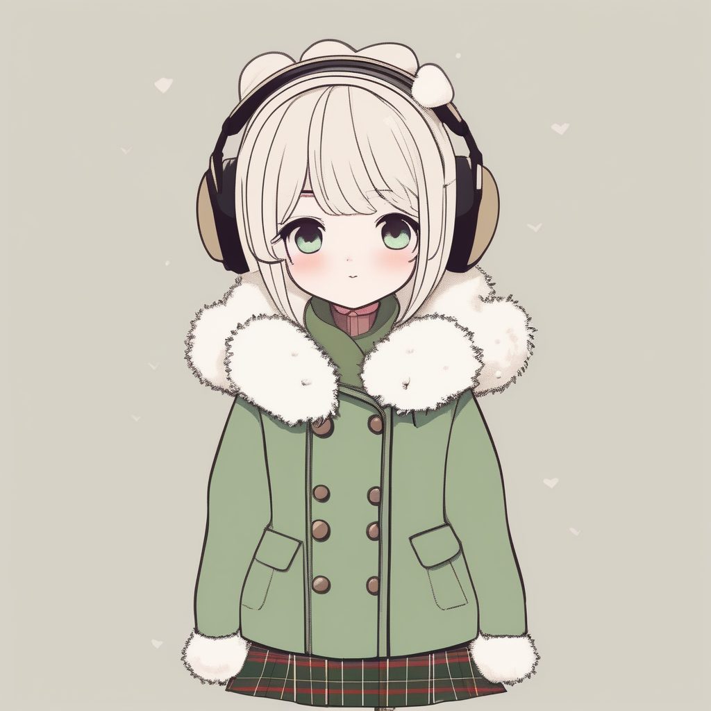 冬日学院风穿搭模板:Q版简约风羊毛大衣女孩插画生成指南