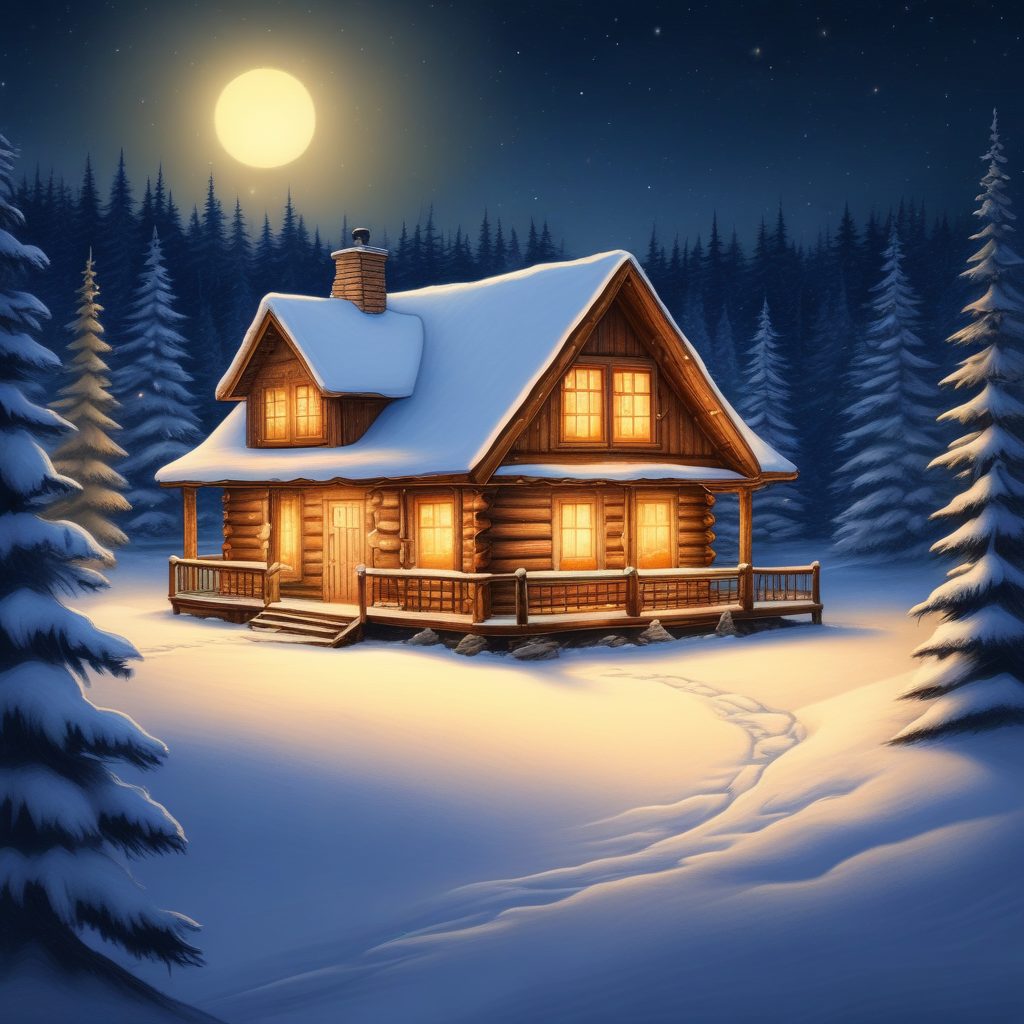 🏡冬日宅家！温馨小屋插画，治愈系彩铅风，拿来做壁纸绝了！