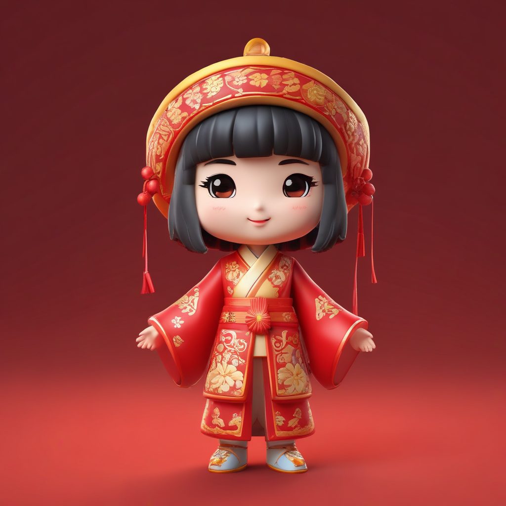 🧨动态爆款！新年鞭炮Q版女孩，节日红配色3D黏土手办，活力头像