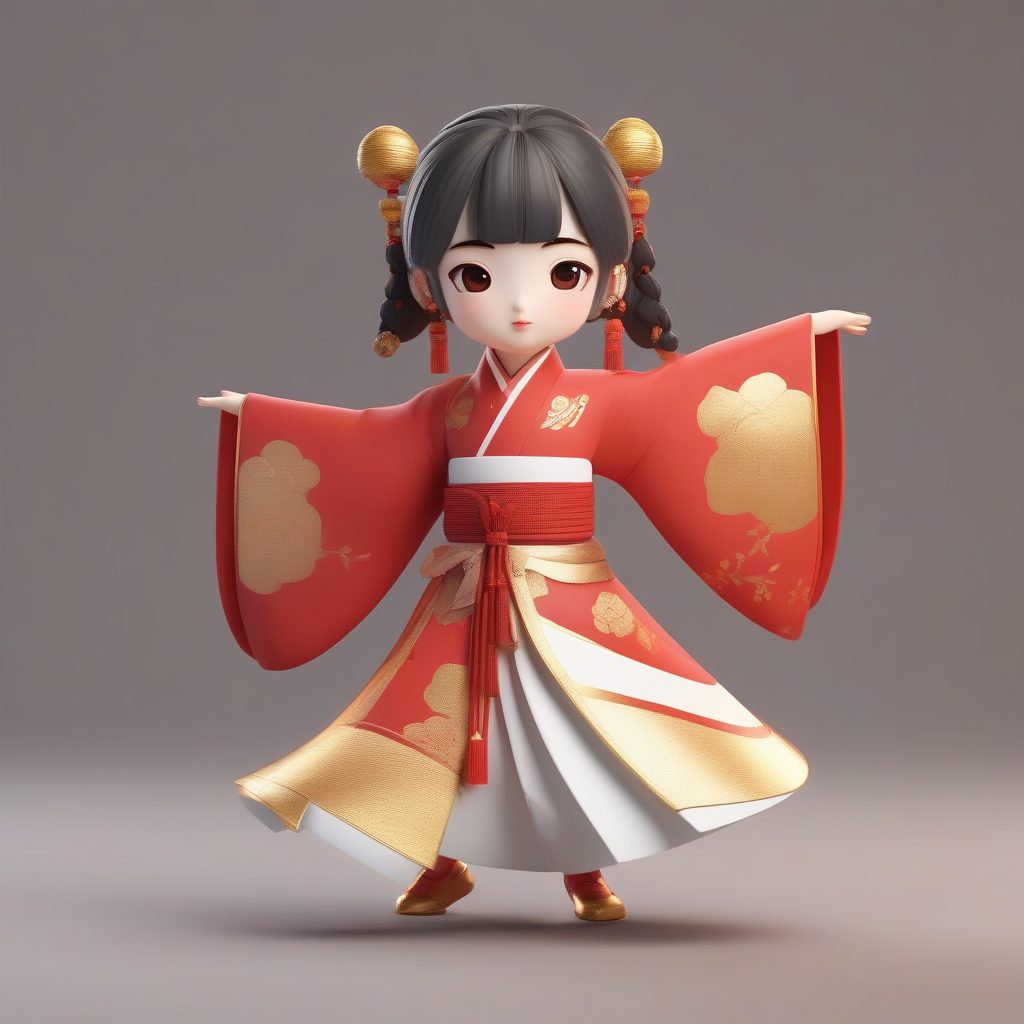 动态捕捉:唐制齐胸汉服Q版盲盒玩偶AI提示词 (C4D光追特效) 4 动态捕捉:唐制齐胸汉服Q版盲盒玩偶AI提示词 (C4D光追特效)