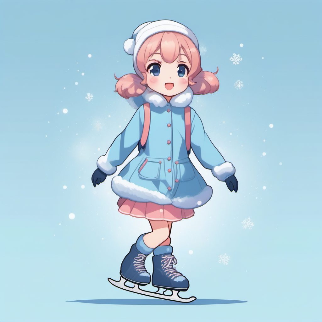 动态美学:Q版冰上精灵女孩AI绘画提示词教程(极简纯色背景) 1 动态美学:Q版冰上精灵女孩AI绘画提示词教程(极简纯色背景)