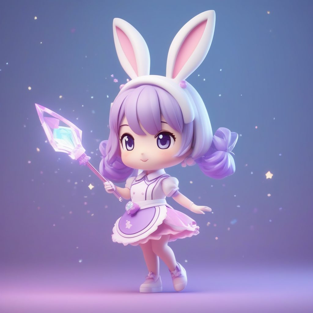 独家SD提示词：魔法女仆兔耳娘 Q版模型全身站立照生成教程