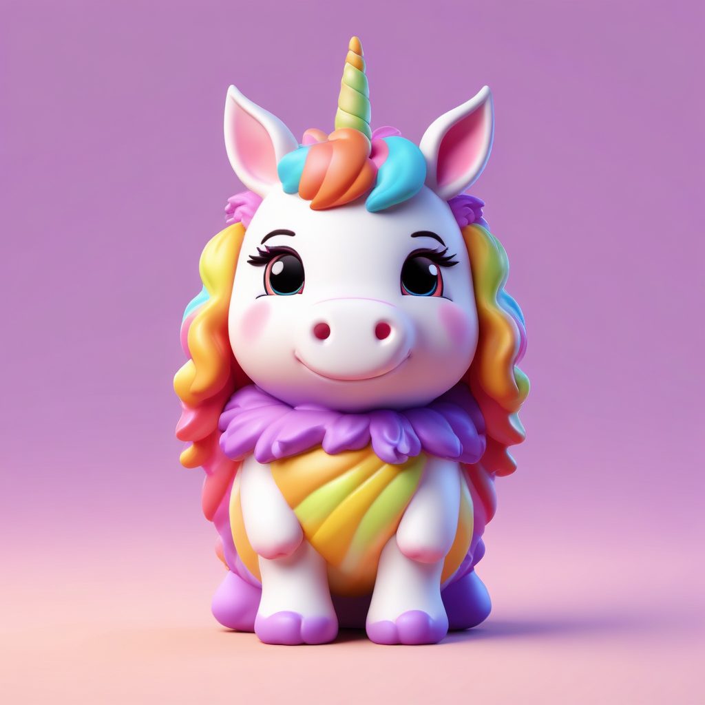 🦄独角兽彩虹Q版！SD提示词：马卡龙色系C4D渲染，梦幻头像