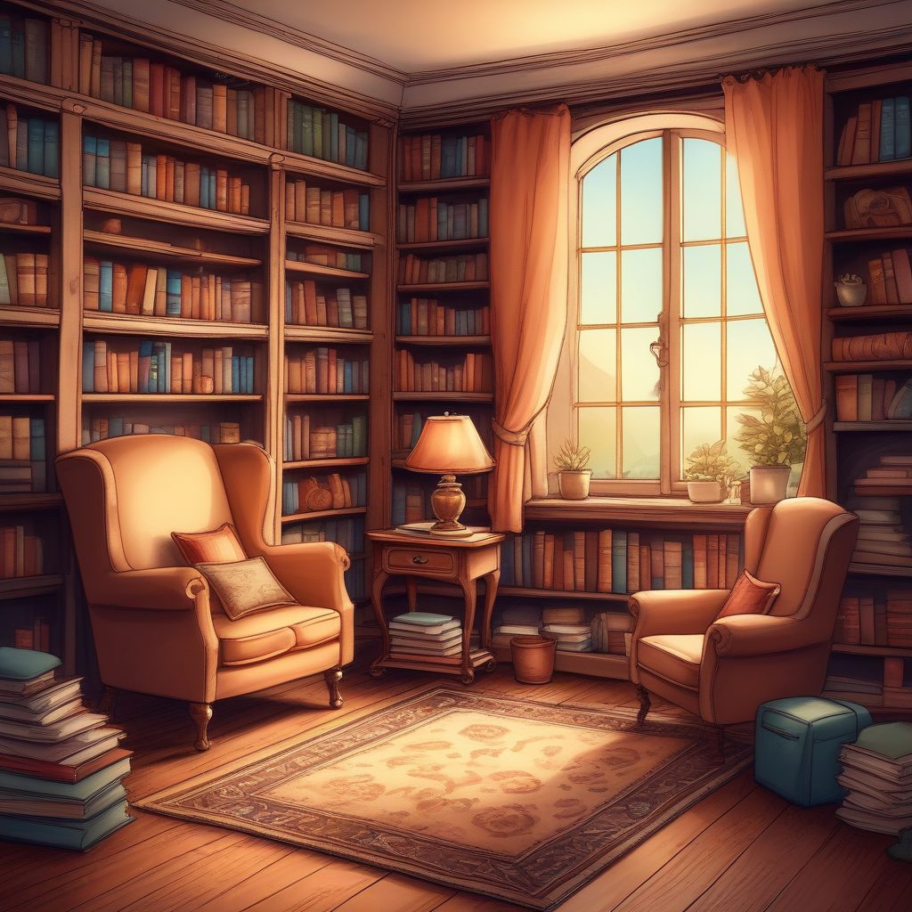📚读书角插画：温暖治愈系书房，故事书风格桌面背景，告别焦虑！
