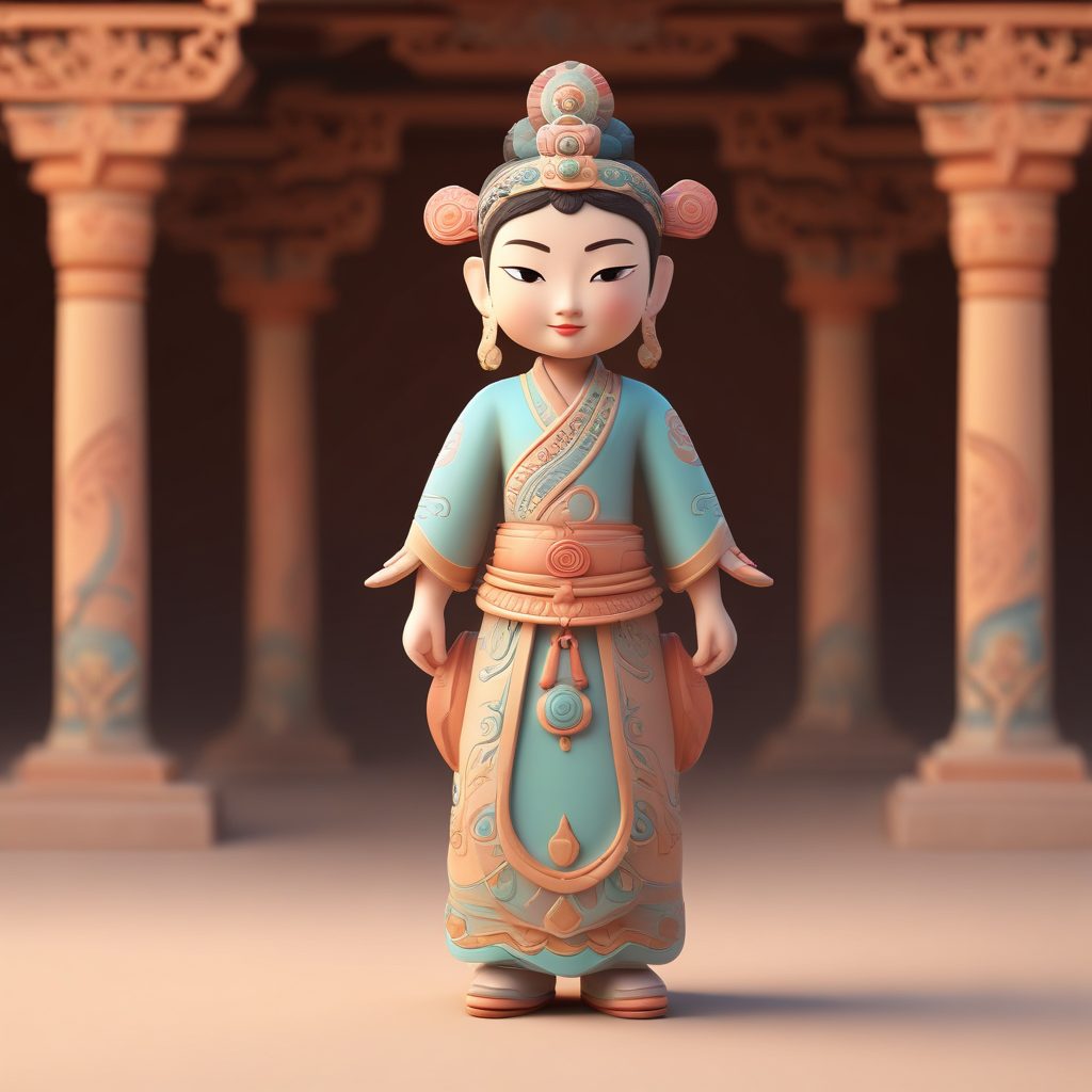 敦煌风Q版盲盒手办设计！C4D粘土风格全身像生成提示词