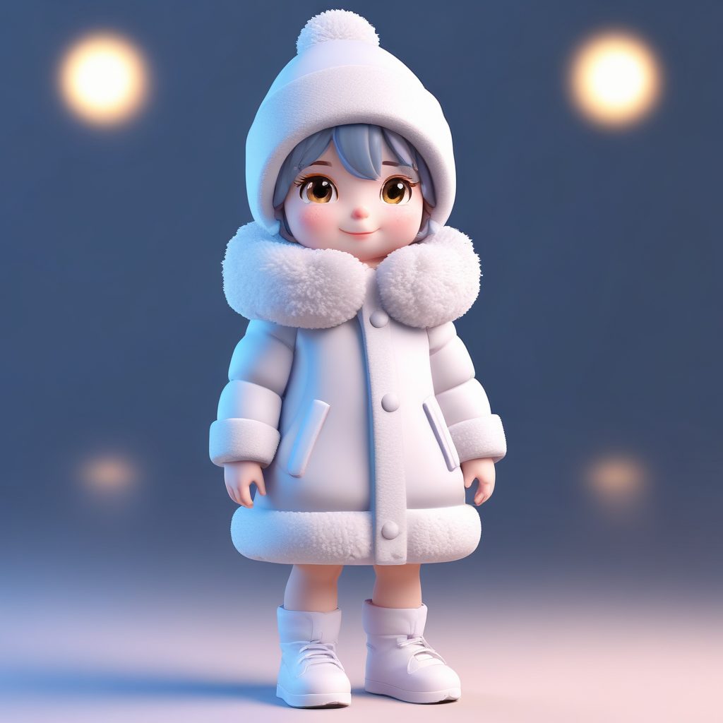 ❄️冬日盲盒挑战!C4D粘土风Q版雪人少女,超萌头像壁纸提示词