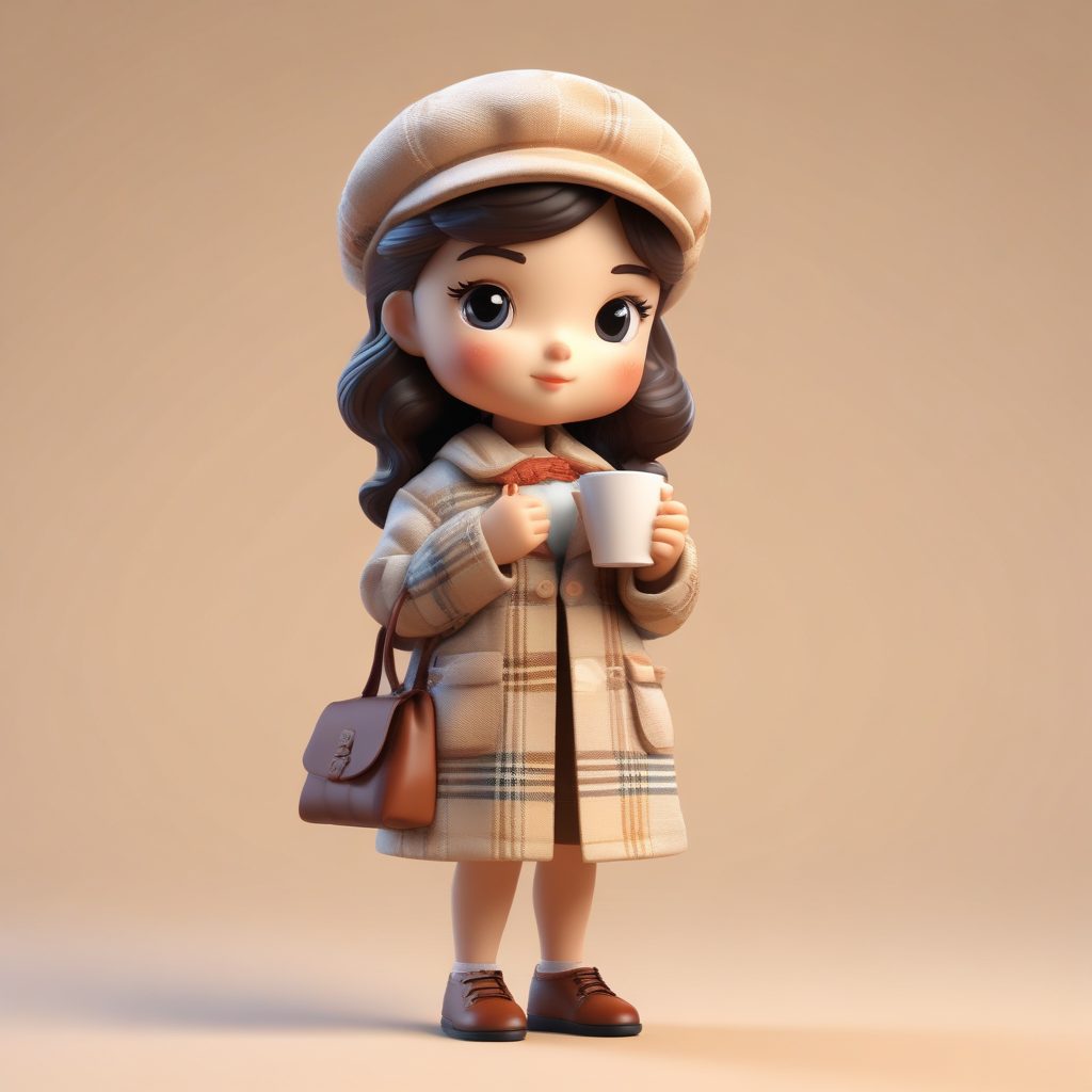 ☕️手捧咖啡豆!复古英伦风Q版,高细节黏土全身像