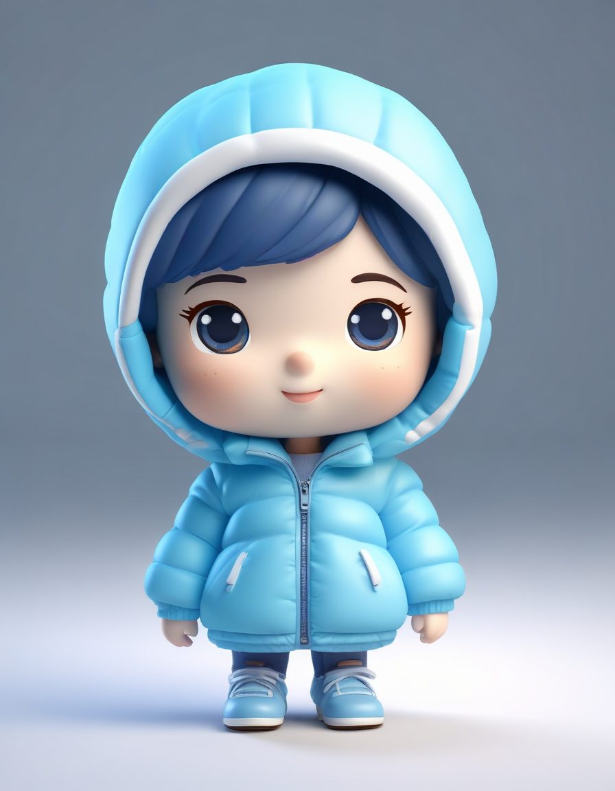 ☁️ 天空蓝治愈！蓬松羽绒服Q版女孩