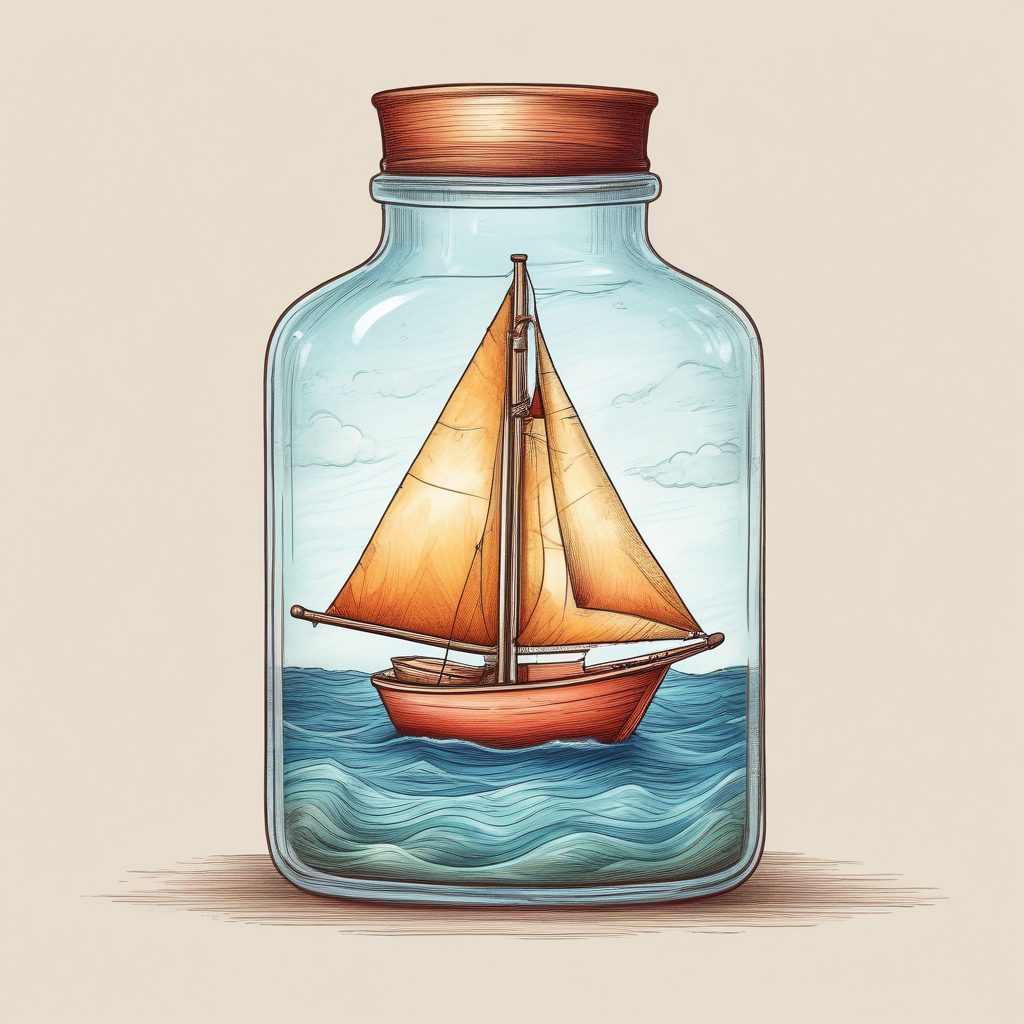 ⛵️小小探险家!手绘风壁纸:在瓶中海漂流的孤舟