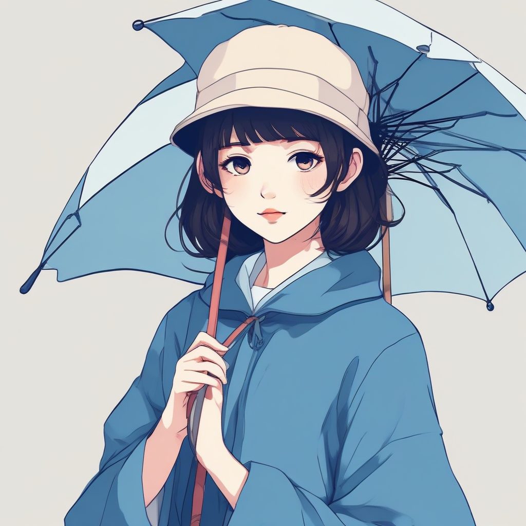 🌧️雨季限定壁纸:撑伞的极简风少女,低饱和雾霾蓝氛围感