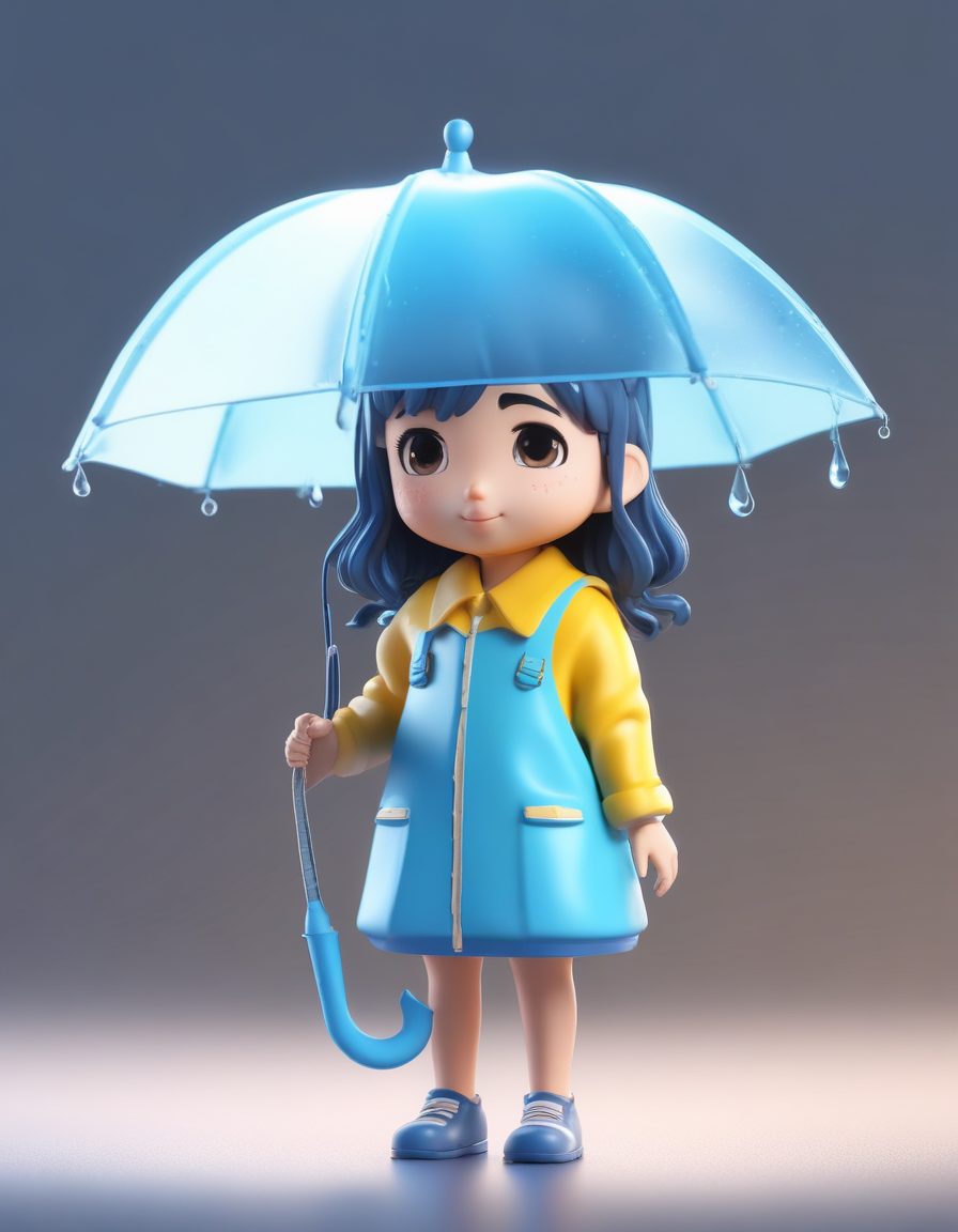 🌧️雨季治愈！打着透明小伞的Q版Chibi，水滴细节C4D教程