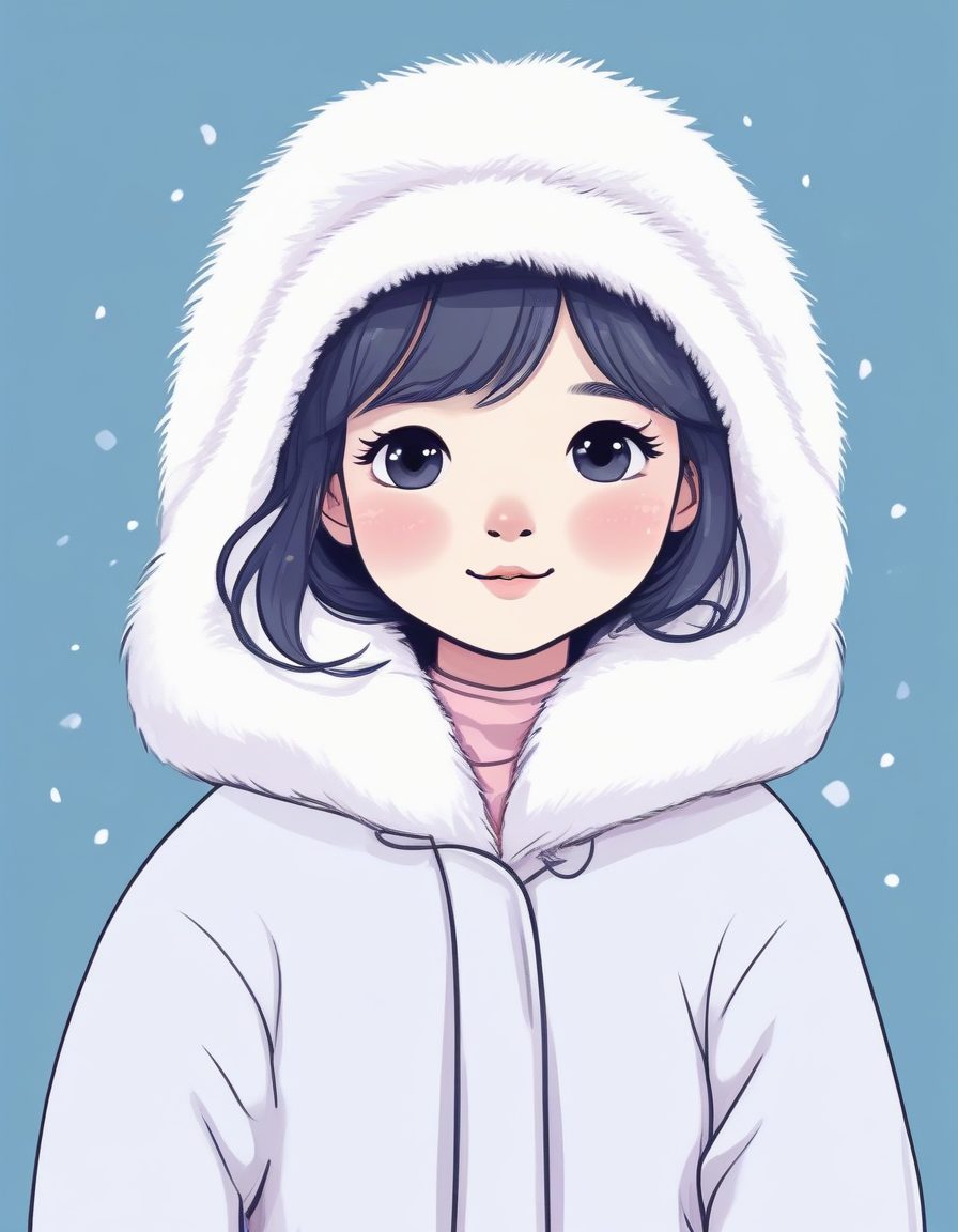 ☁️云朵外套!极简手绘线稿,日系少女的软萌冬装穿搭