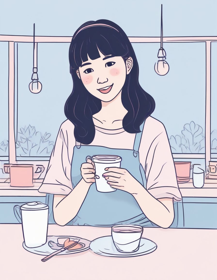 ☕️治愈系咖啡店背景！日系少女手绘线稿，做电脑壁纸太舒服了