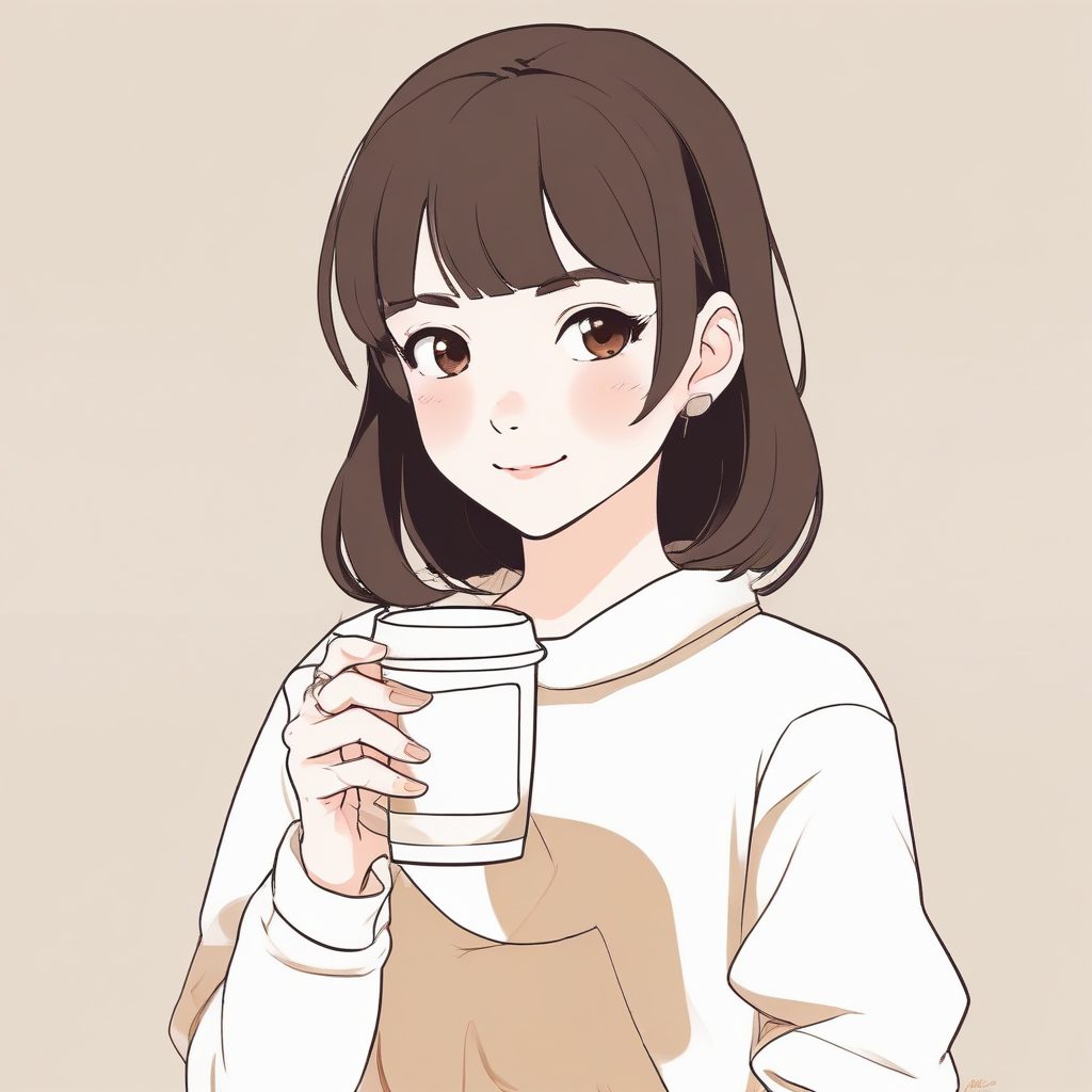 ☕️治愈系咖啡店氛围：极简少女手捧热饮，低饱和拿铁色调