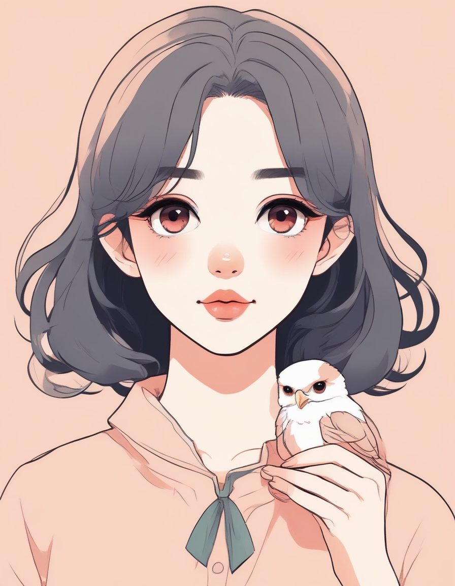 🕊️治愈系温柔少女头像！手捧小鸟，低饱和暖色插画风