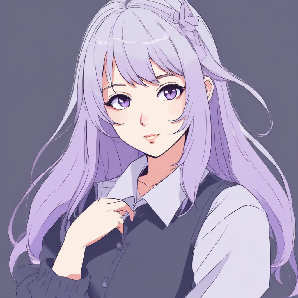 二次元极简“刘海遮眼”少女头像:神秘感纯色背景