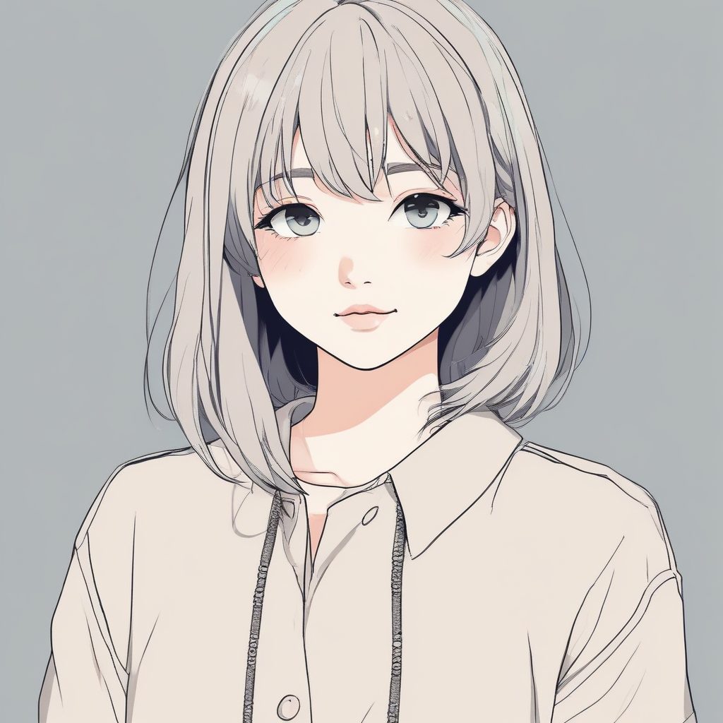 二次元极简少女“半面遮挡”头像:纯色背景神秘感