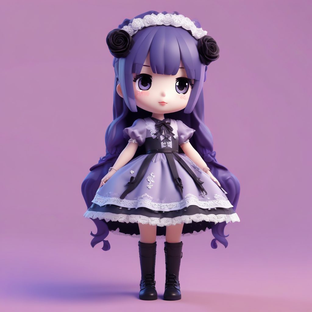 🎀二次元黏土风！Lo娘Q版哥特洛丽塔穿搭提示词，高精度3D手办图