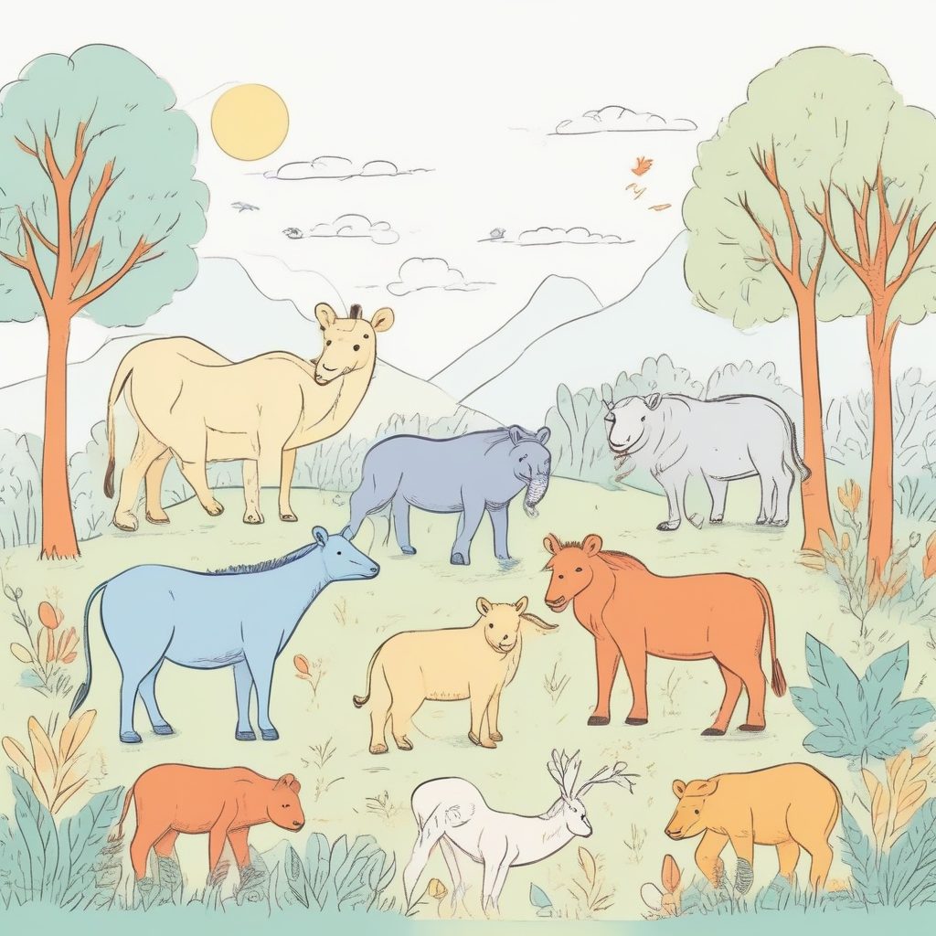 🧸儿童绘本风！极简线条动物园，温暖蜡笔手绘感