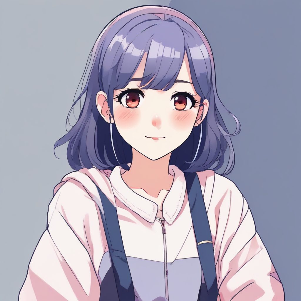 极简风动漫女孩头像！纯色背景，cel shading风格，出图率超高