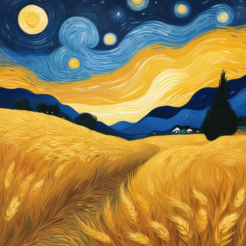 🎨梵高星空下的麦田！艺术融合手绘插画，高级感壁纸！
