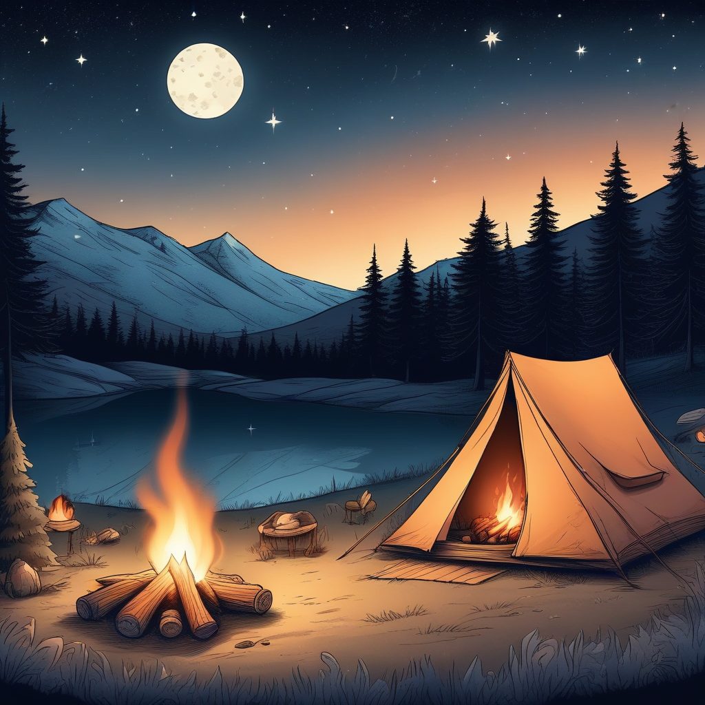 🏕️放松解压！治愈系户外露营插画，温暖星空下的童话感！