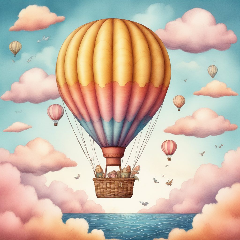 飞越云海|热气球旅行,治愈系故事书风插画