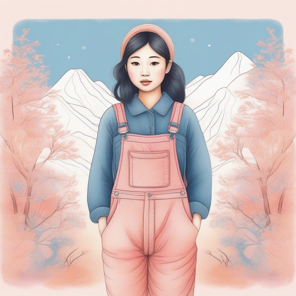 粉蓝色系穿搭指南:AI生成软萌女孩的简约背带裤造型