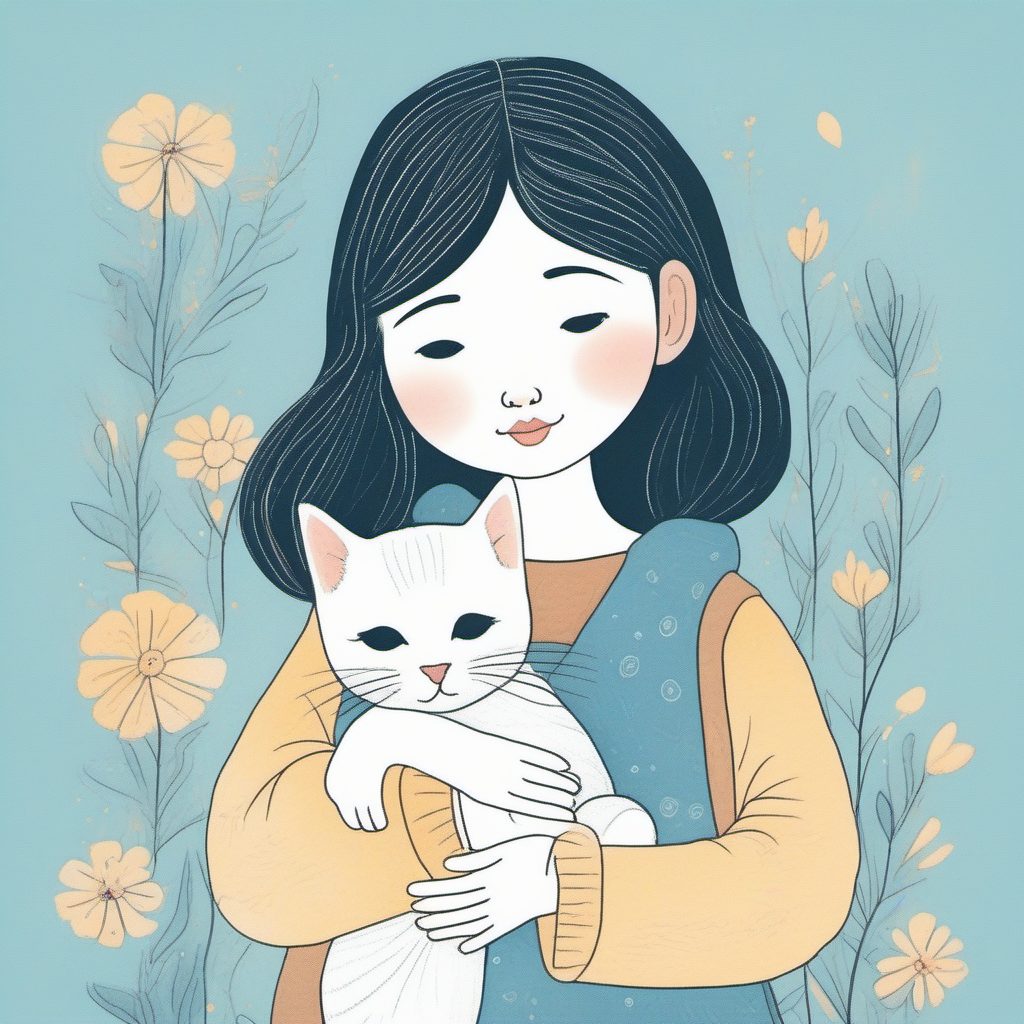 粉蓝治愈系:如何用AI生成手绘感猫咪互动插画?