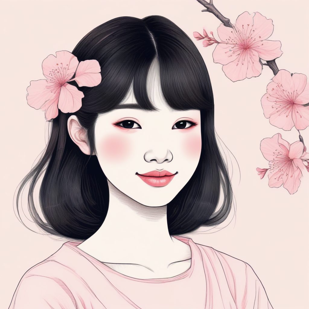 🌸粉嫩少女心！樱花粉极简线稿插画，用Soft Edges打造温柔感