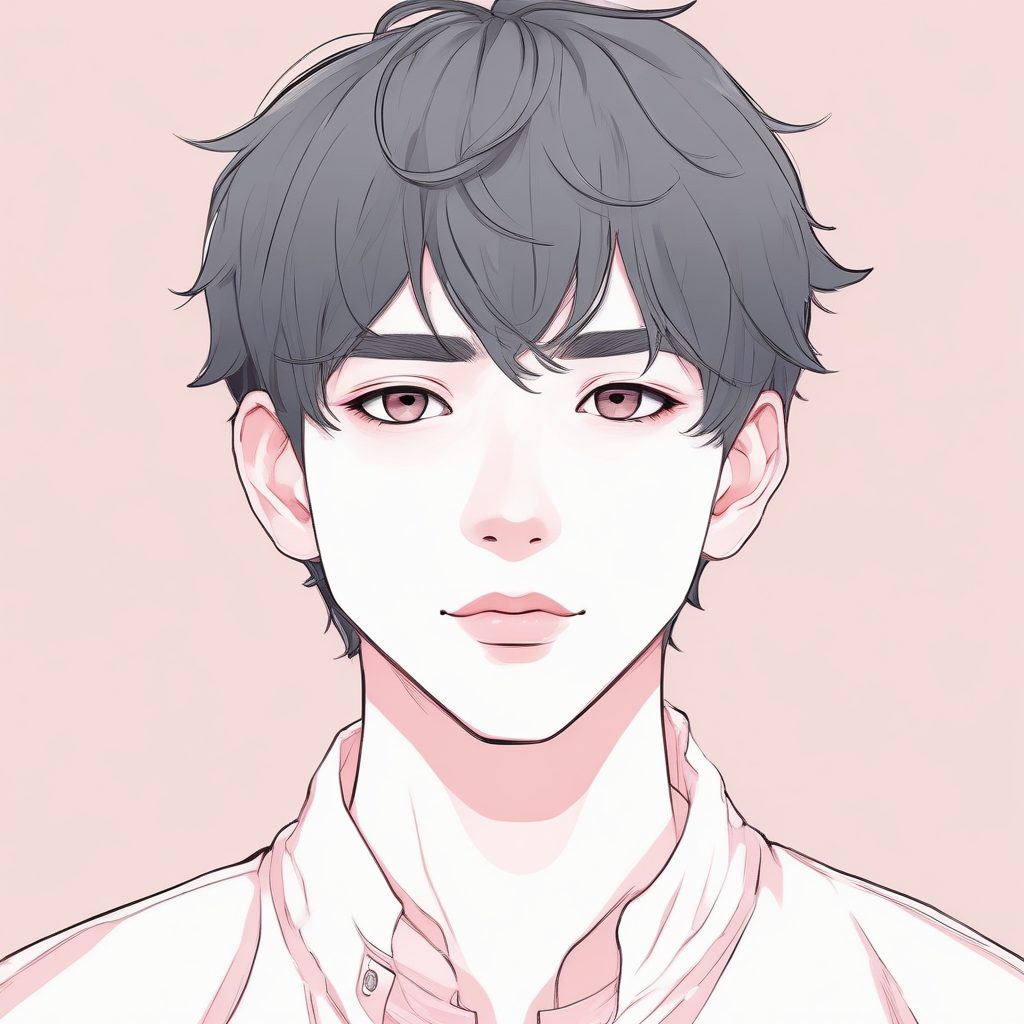 粉色系男生一样帅！日系线条手绘肖像，干净温柔治愈风，高出图率咒语