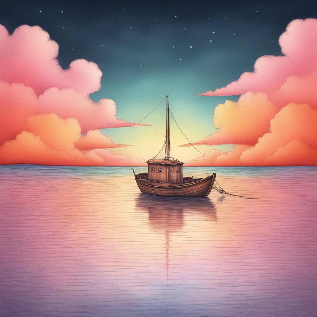 🌸粉色云朵!梦幻壁纸:在柔和云海中飞翔的小船