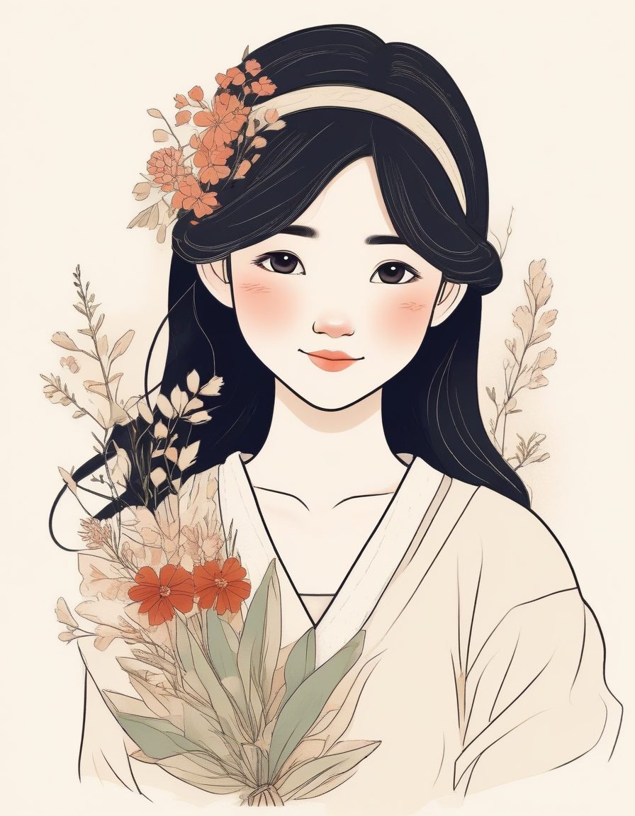 💐氛围感爆棚！日系花束少女头像，温暖治愈系，彩铅纸张颗粒感！