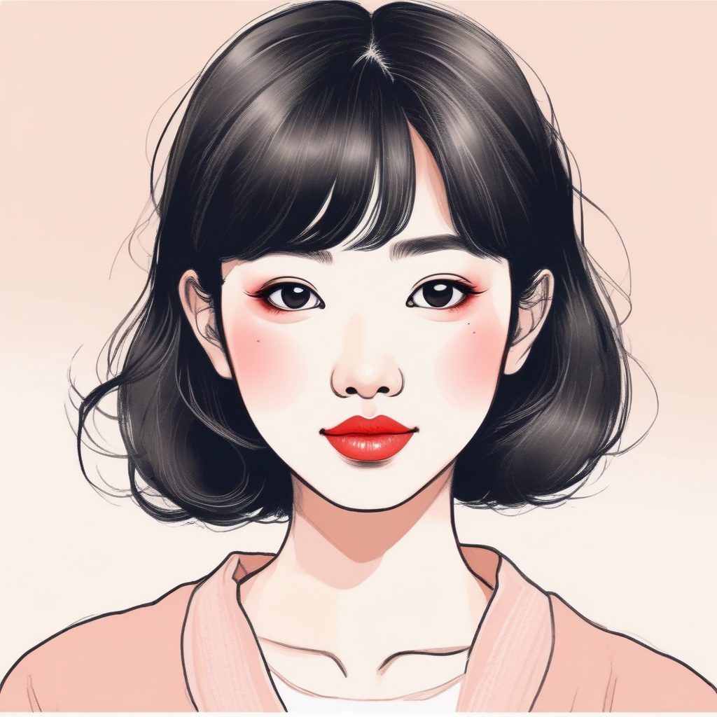 氛围感神图：超可爱腮红少女，日系水粉画风，纸张纹理头像