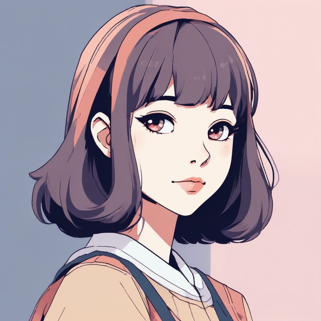 氛围感神图！复古像素风二次元极简少女头像，纯色背景新玩法