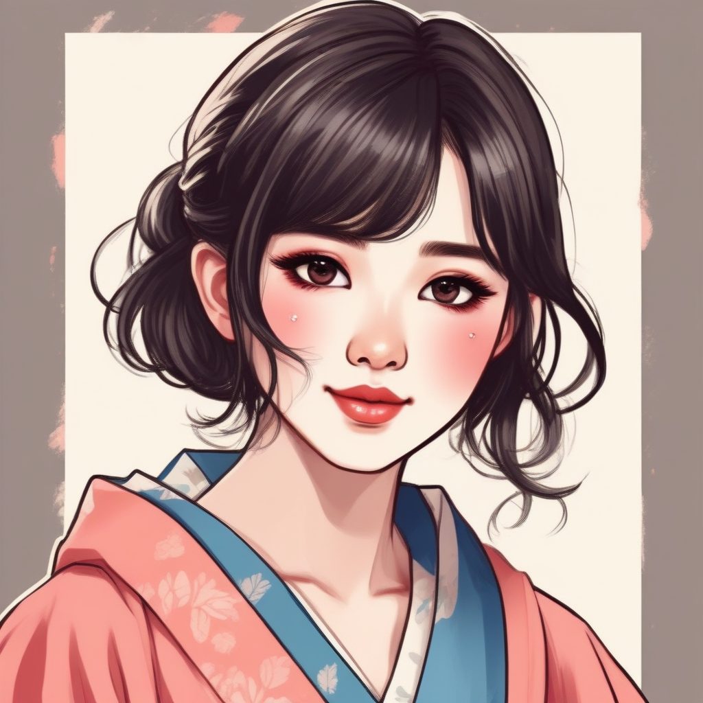 氛围感头像生成：纯色背景+柔和边缘，日系治愈插画风